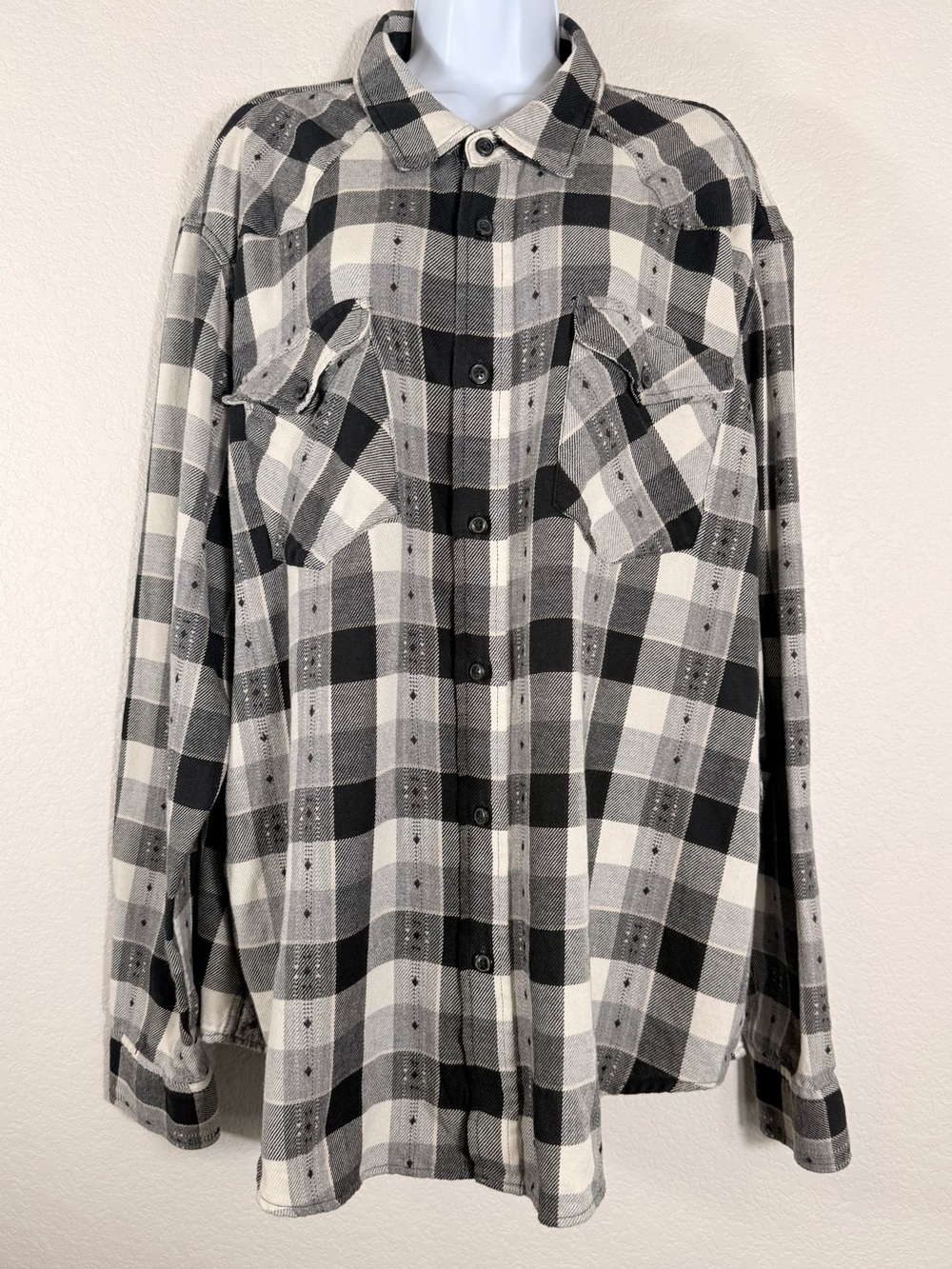 Frye Women’s XXL Black & White Plaid Button-Up Shirt Western Rodeo